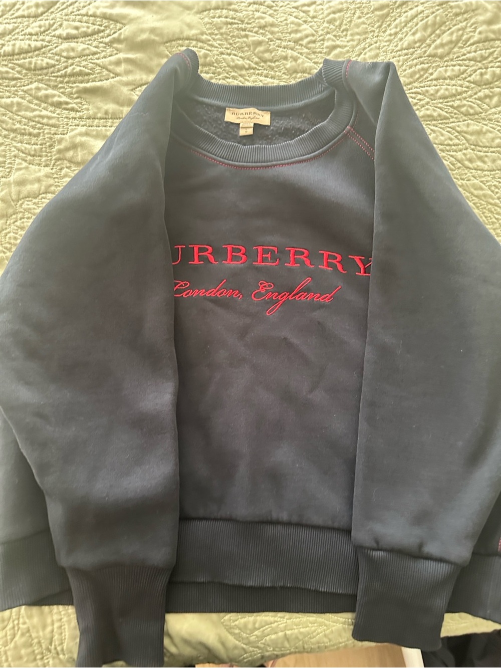 Burberry Black Sweatshirt with Pink Contrast Stitching - Picture 2 of 8